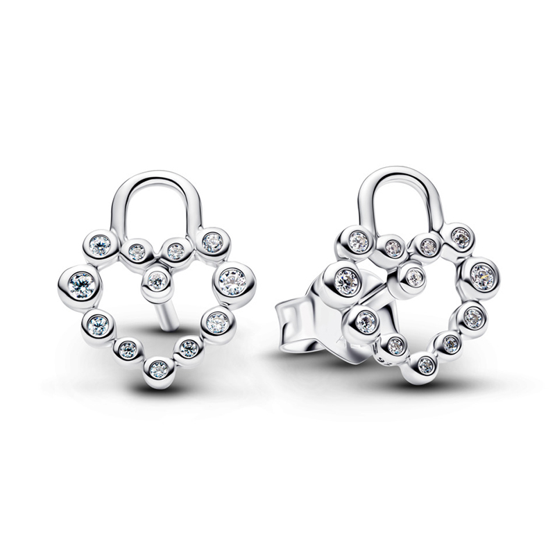 Cercei Lacat si Inima Argint 925 CZ PANDORA