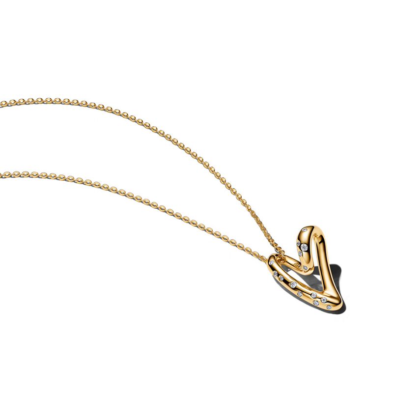Colier Inima ESSENCE Placare Aur Galben 14K CZ PANDORA