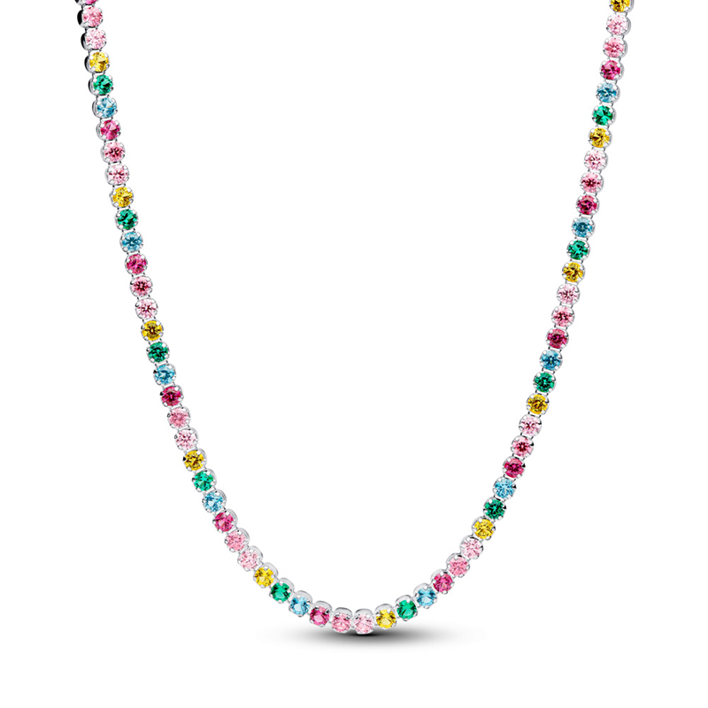 Colier Argint 925 CZ Roz, Cristal Galben, Albastru, Roz si Verde PANDORA