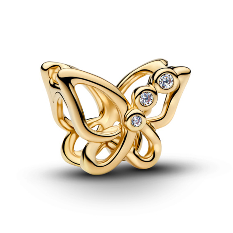 Talisman Fluture Placare Aur Galben 14k CZ PANDORA