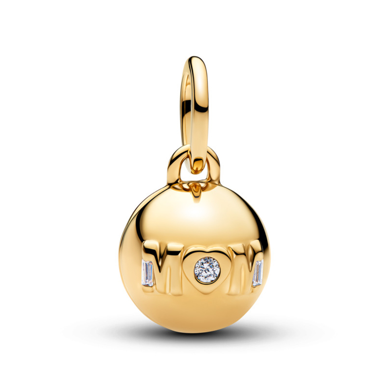 Talisman Pandantiv Bila Mama Deschizabila Placare Aur Galben 14k CZ Email Negru PANDORA