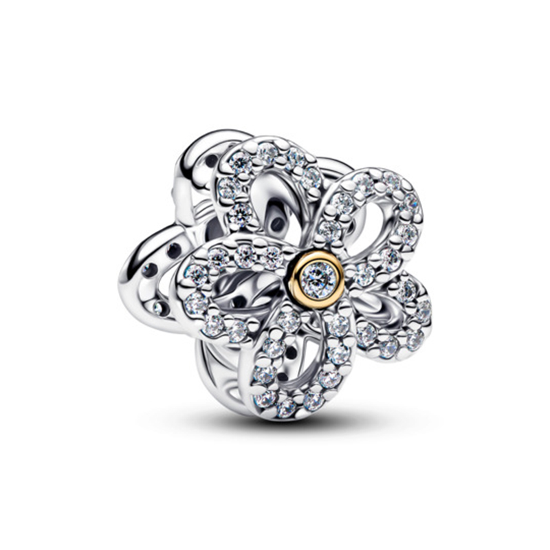 Talisman Floare Placare Aur Galben 14k Argint 925 CZ PANDORA