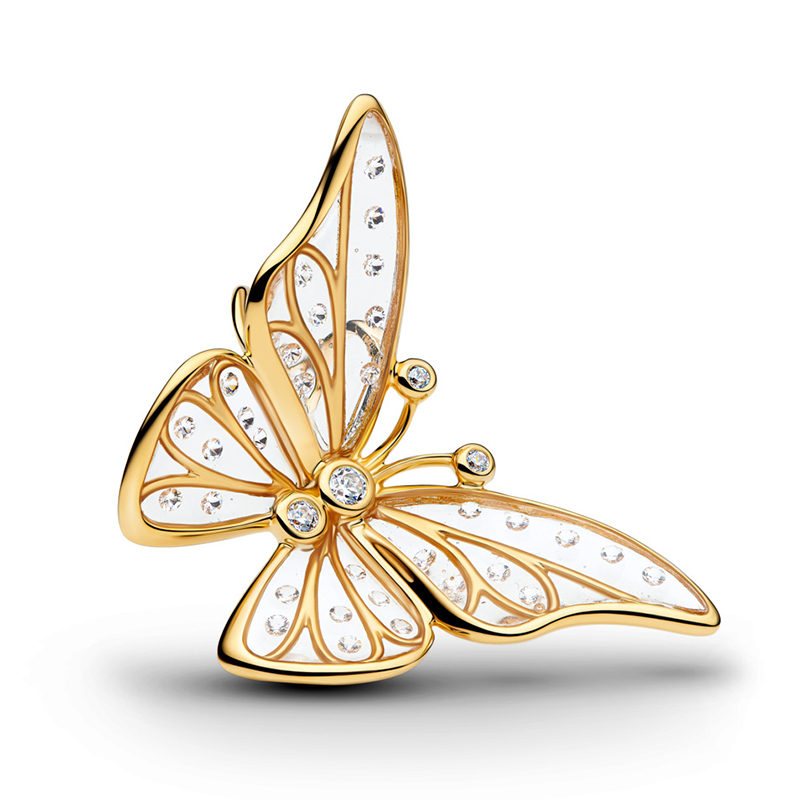 Talisman Fluture Placare Aur Galben 14k CZ Biorasina Transparenta PANDORA