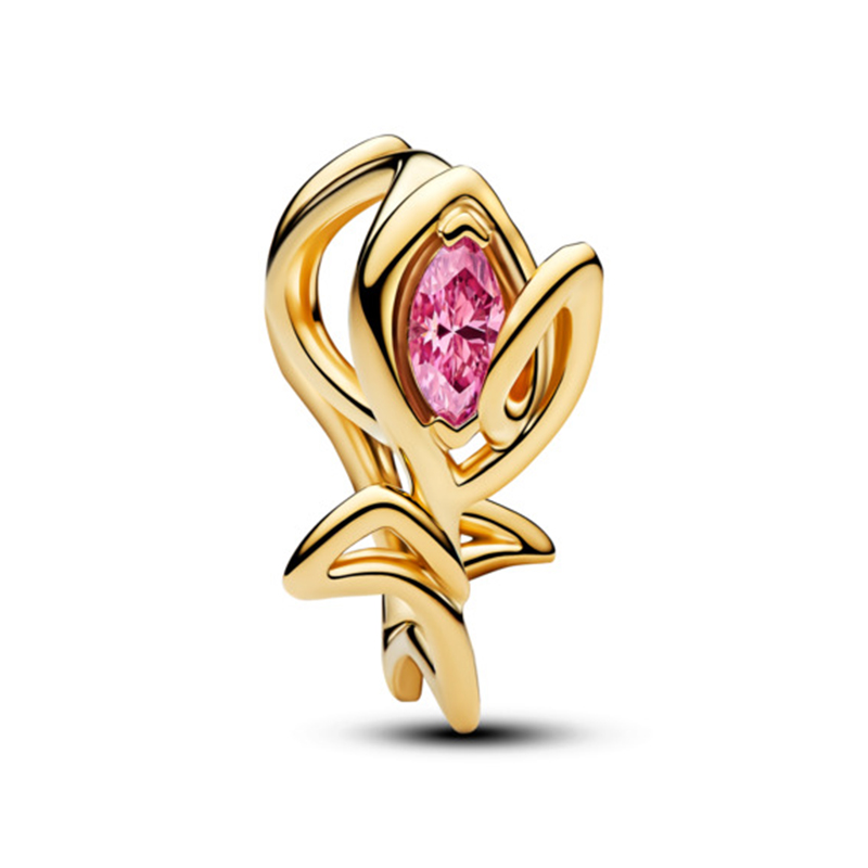 Talisman Lalea Placare Aur Galben 14k CZ Fancy Roz PANDORA