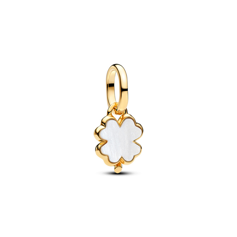 Talisman Pandantiv Trifoi Placare Aur Galben 14k Biorasina Alba si Sidef PANDORA