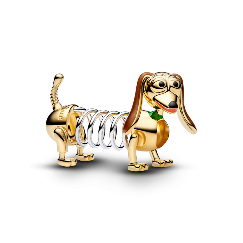Talisman Disney Slinky Dog Argint 925 Placare Aur Galben 14K Email PANDORA