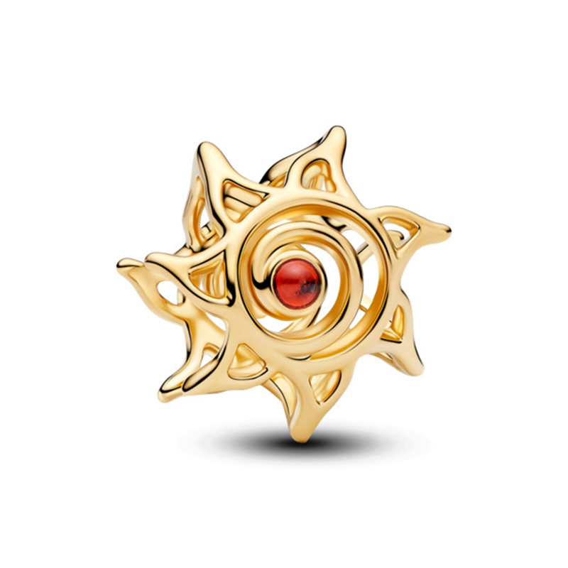 Talisman Soare Placare Aur Galben 14K CZ Cristal Portocaliu PANDORA