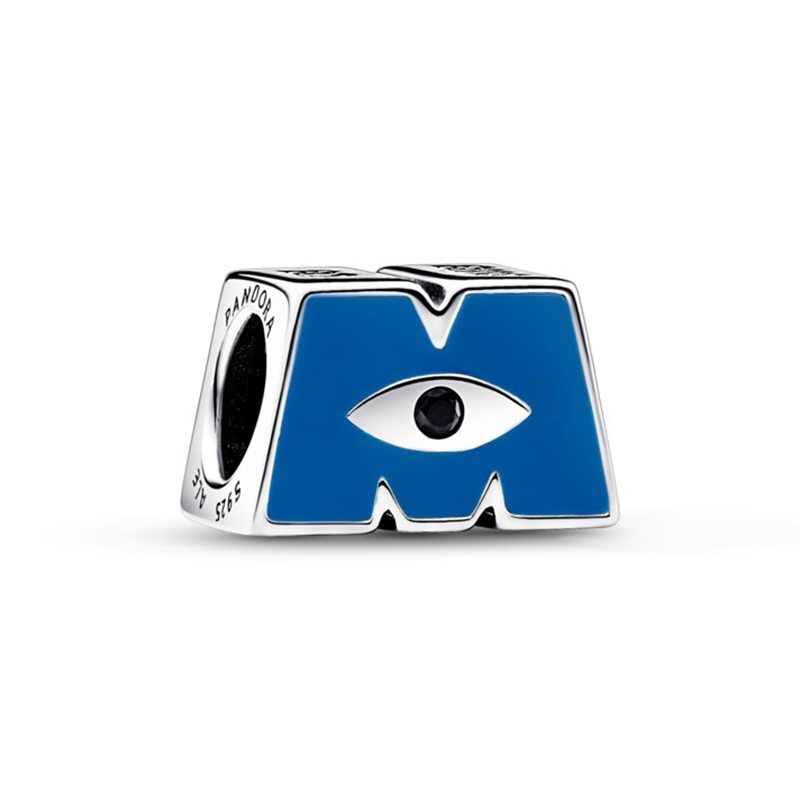 Talisman Disney Pixar Monsters Inc Logo M Argint 925 Cristal Negru si Albastru Email PANDORA