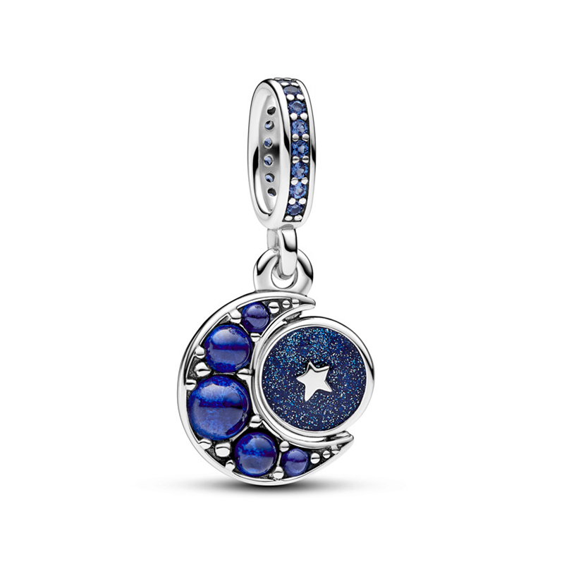Talisman Pandantiv Luna Argint 925 Cristal Albastru si Email Albastru PANDORA