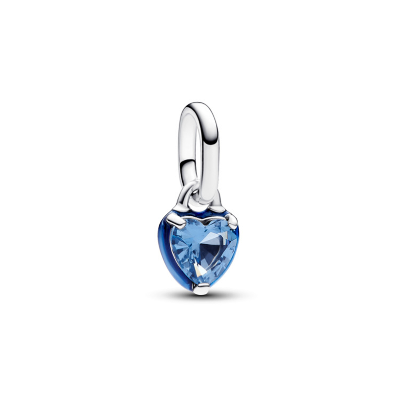 Talisman Pandantiv Inima Argint 925 Cristal Albastru si Albastru Email PANDORA