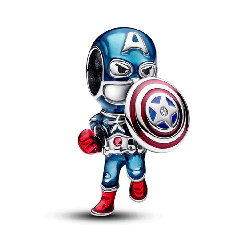 Talisman Marvel Capitanul America Argint 925 Rosu CZ si Albastru si Rosu Email PANDORA
