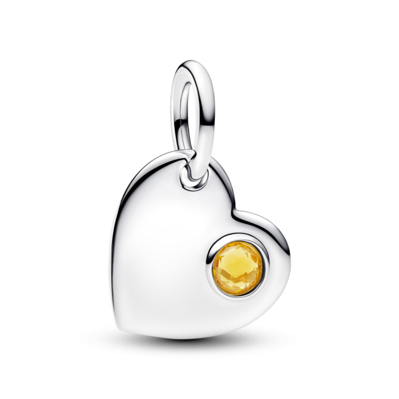 Talisman Inima Gravabila Argint 925 Cristal Galben PANDORA