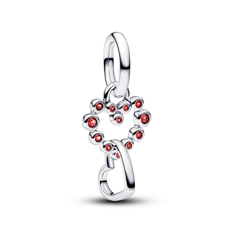 Talisman Inimioare Argint 925 Cristal Rosu PANDORA