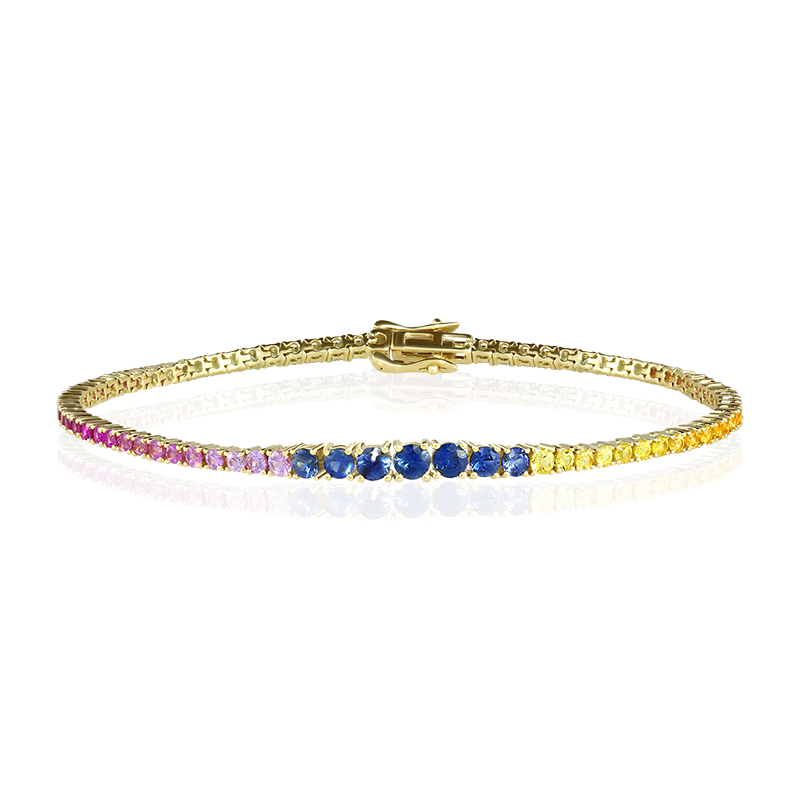 Bratara Tennis Aur 18k Safire Multicolore,Rubine DERUVO