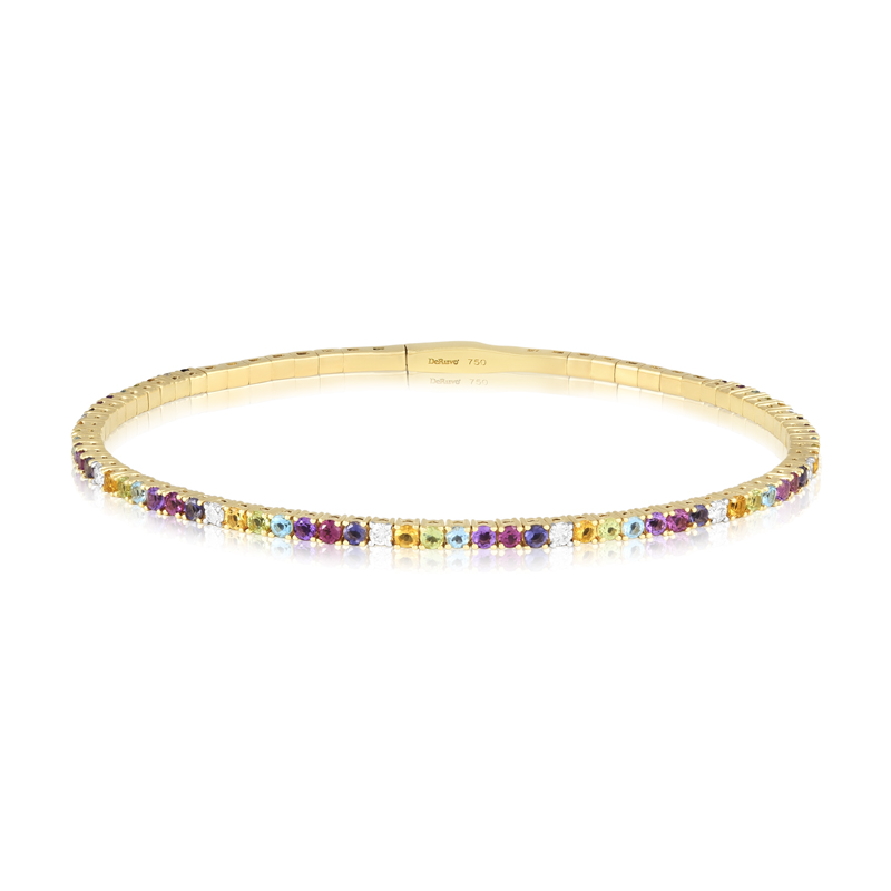 Bratara Tennis Aur 18k Diamante, Pietre Multicolore DERUVO