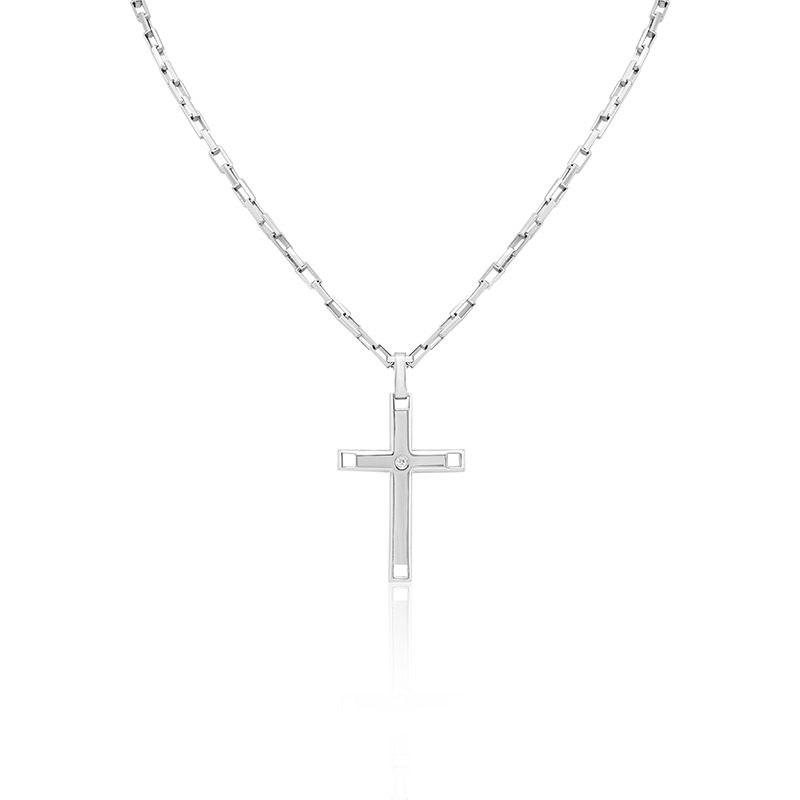 Pandantiv Cruce cu Lant Argint 925 CZ LEO MARCUS