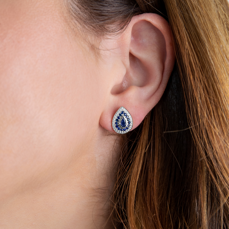 Cercei Aur 18k Diamante, Safire DERUVO