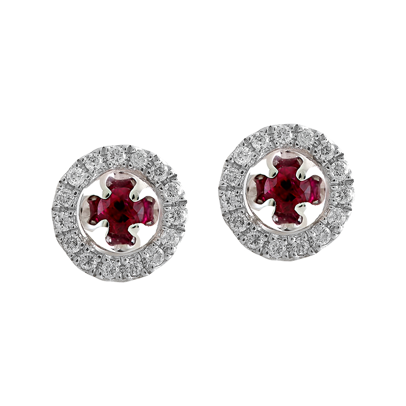 Cercei Aur 18k Diamante, Rubine DERUVO