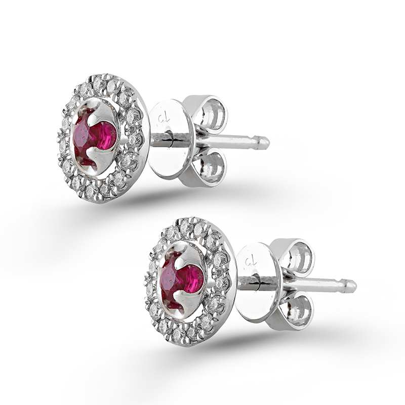 Cercei Aur 18k Diamante, Rubine DERUVO