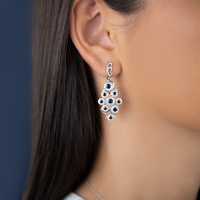 Cercei Aur 18k Diamante, Safire DERUVO