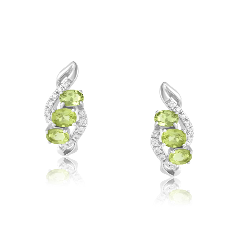 Cercei Aur 18k Diamante, Peridot DERUVO