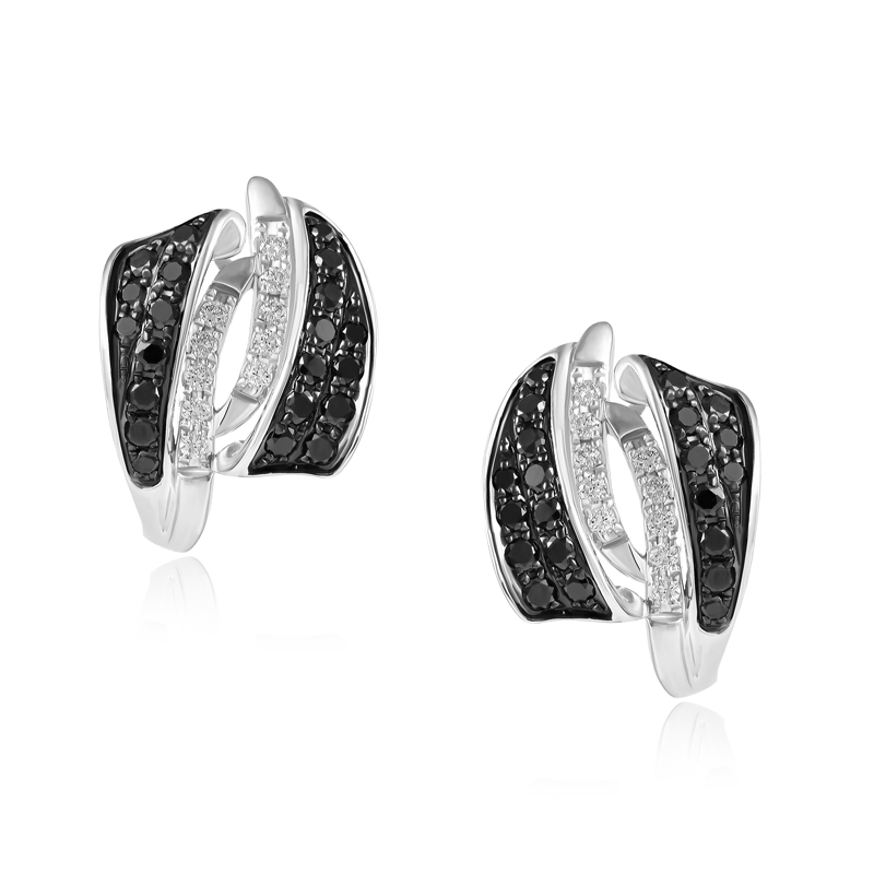 Cercei Aur 18k Diamante, Diamante Negre DERUVO