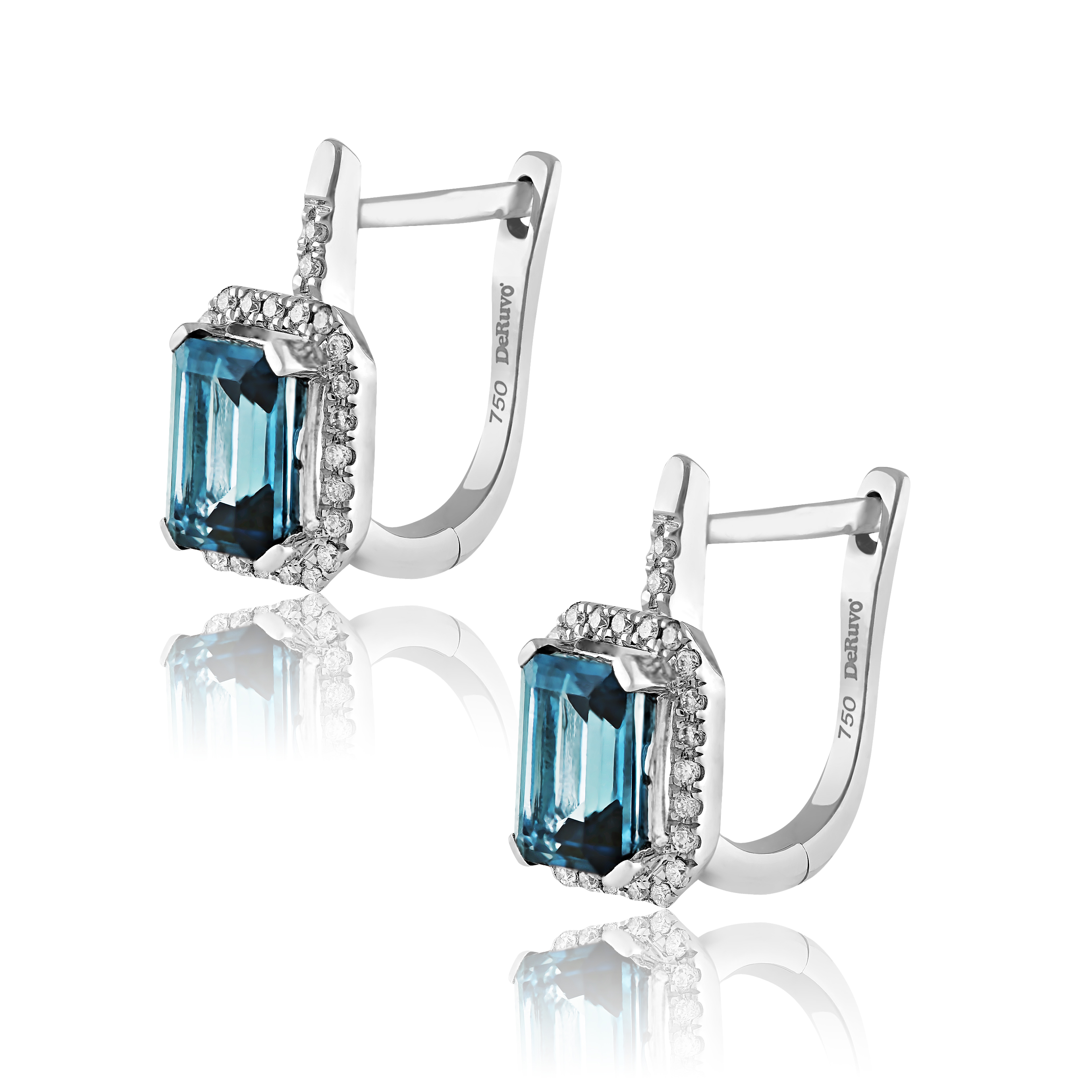 Cercei Aur 18k Diamante, London Blue Topaz DERUVO