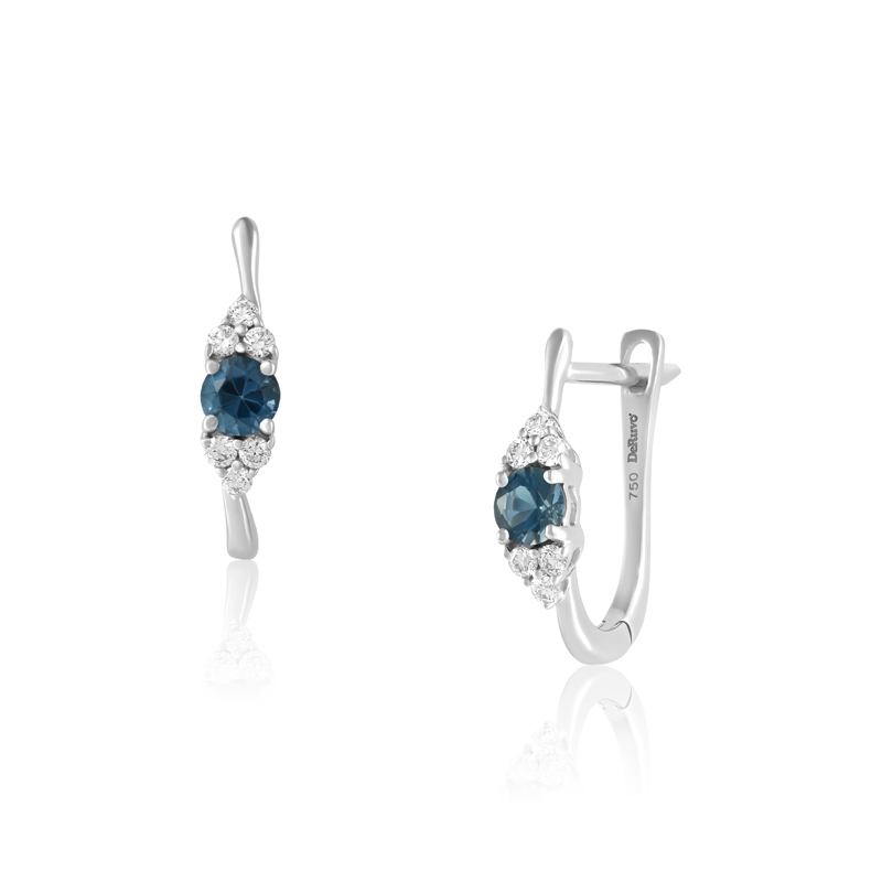 Cercei Aur 18k Diamante, London Blue Topaz DERUVO