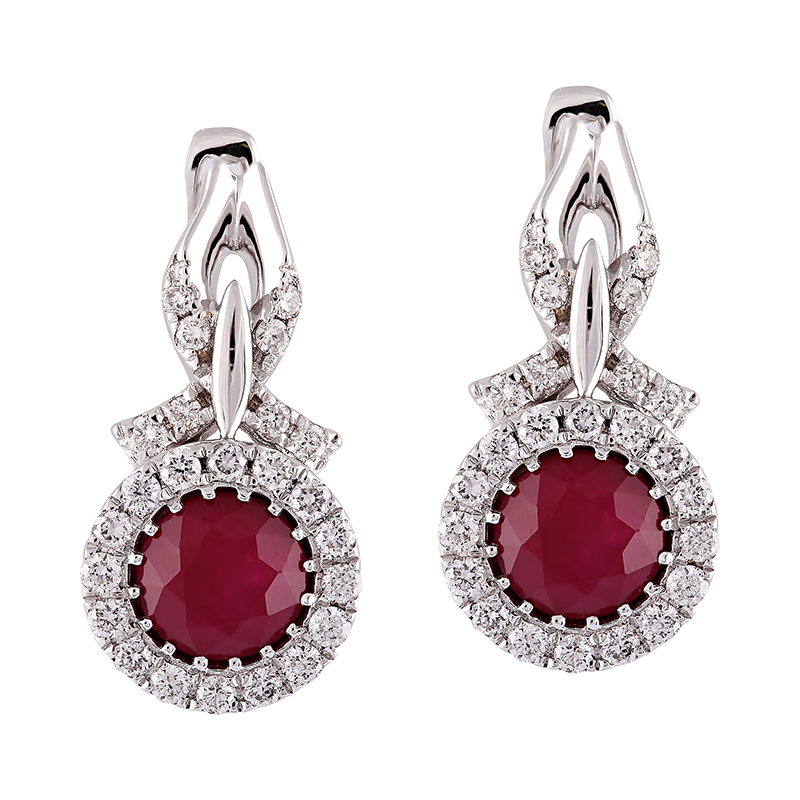 Cercei Aur 18k Diamante, Rubin DERUVO Cercei Aur 18k Diamante, Rubin DERUVO