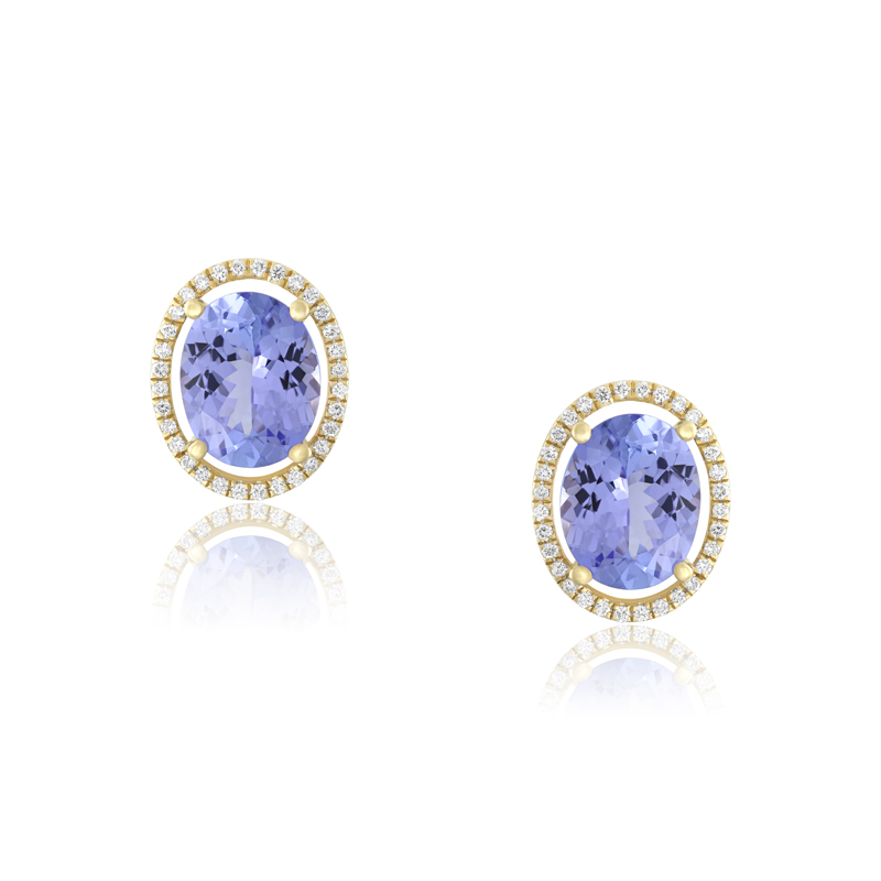 Cercei Aur 18k Diamante, Tanzanite DERUVO