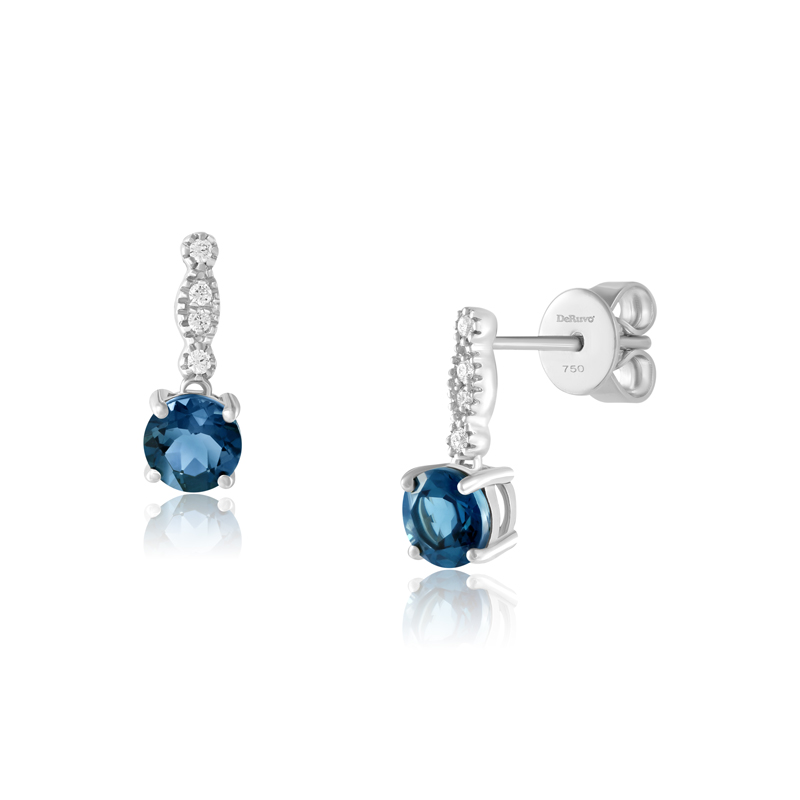 Cercei Aur 18k Diamante, London Blue Topaz DERUVO