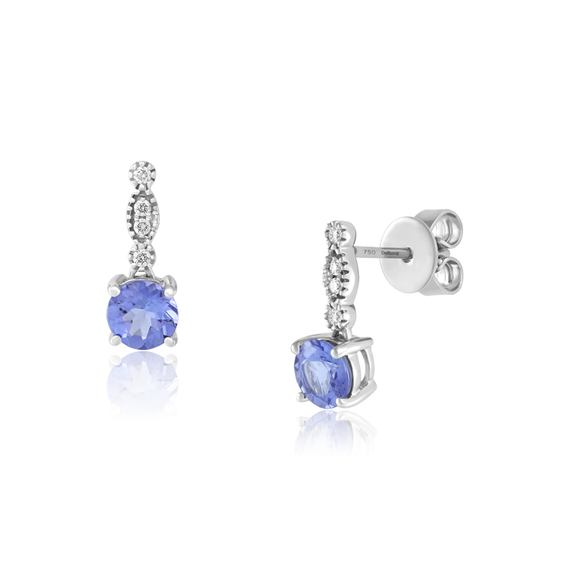 Cercei Aur 18k Diamante, Tanzanite DERUVO