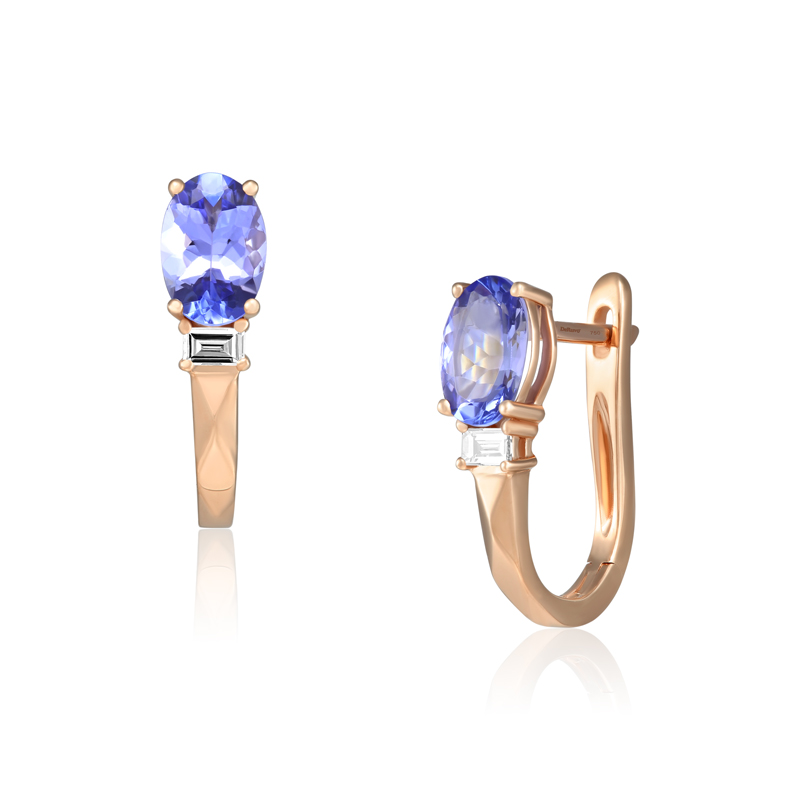 Cercei Aur 18k Diamante, Tanzanite DERUVO
