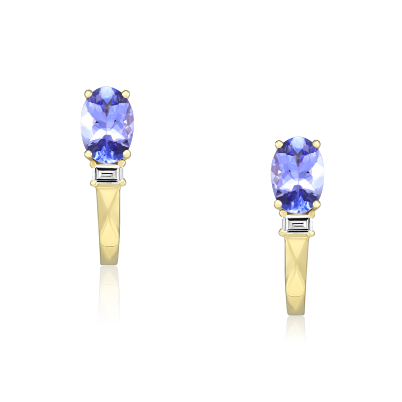 Cercei Aur 18k Diamante, Tanzanite DERUVO