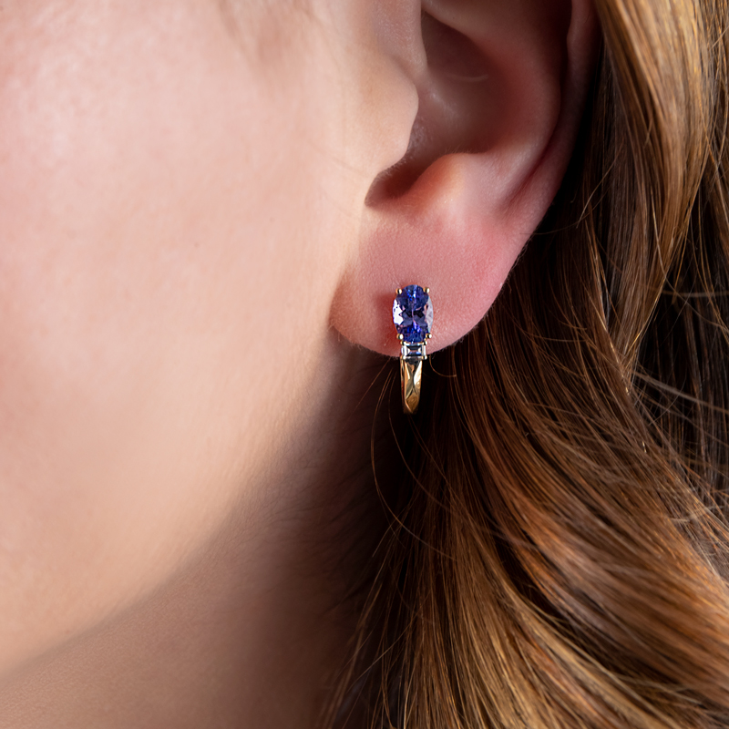 Cercei Aur 18k Diamante, Tanzanite DERUVO