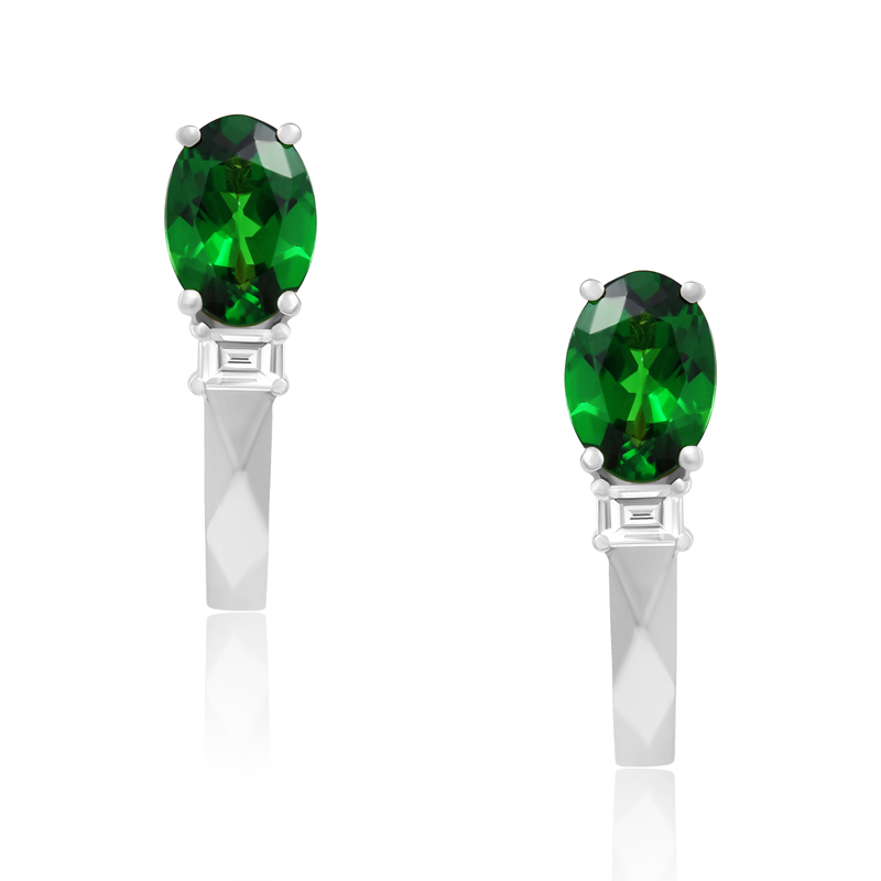 Cercei Aur 18k Diamante, Tsavorite DERUVO