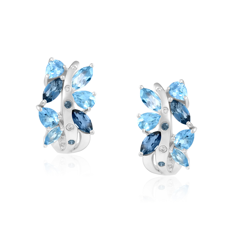 Cercei Aur 18k Diamante, Pietre Multicolore DERUVO