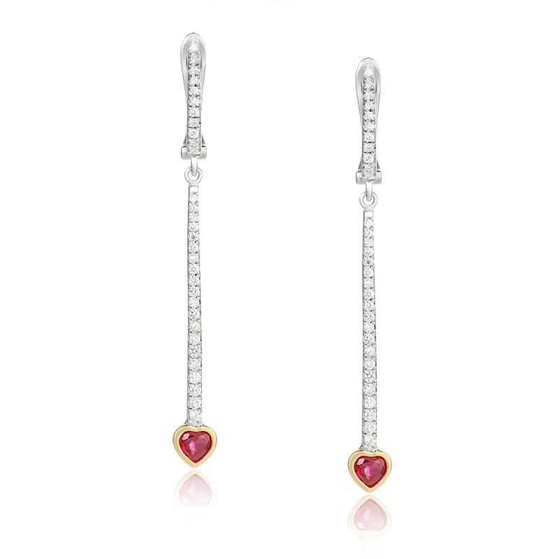 Cercei Aur 18k Diamante, Rubine DERUVO Cercei Aur 18k Diamante, Rubine DERUVO