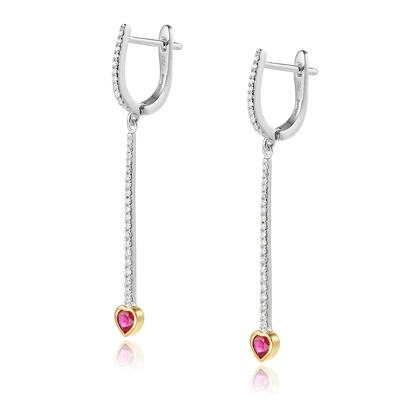 Cercei Aur 18k Diamante, Rubine DERUVO Cercei Aur 18k Diamante, Rubine DERUVO