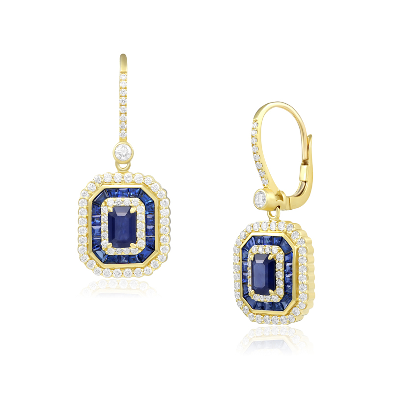 Cercei Aur 18k Diamante, Safire DERUVO
