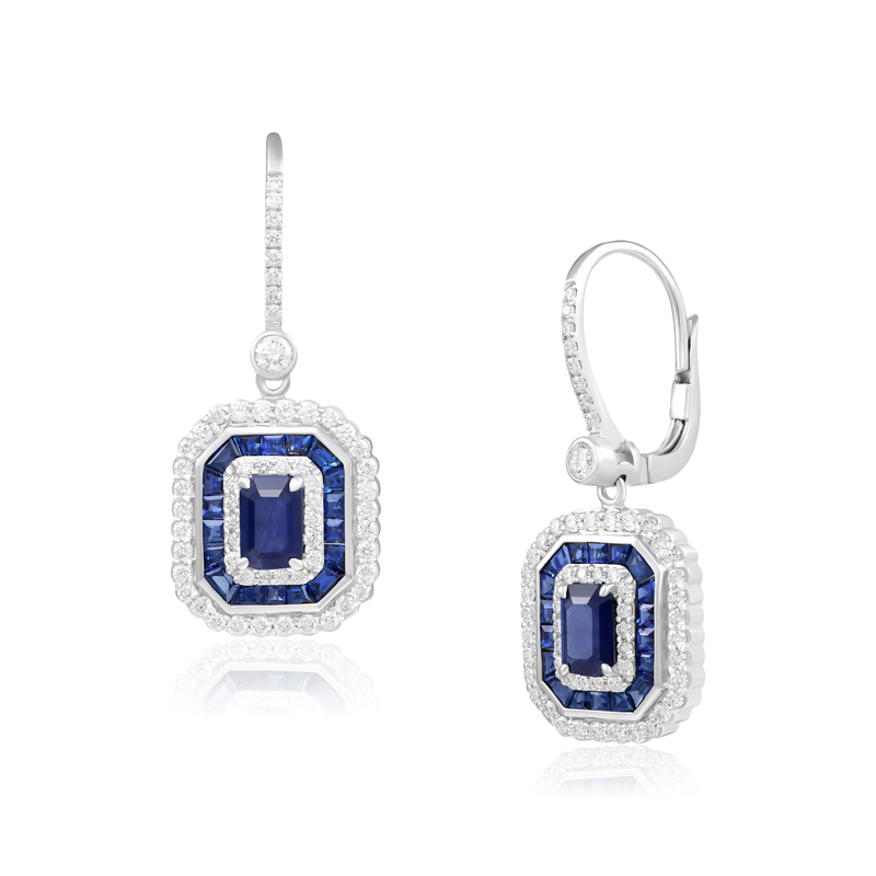 Cercei Aur 18k Diamante, Safire DERUVO