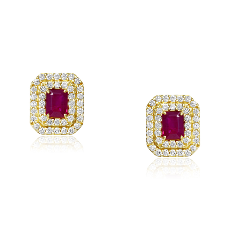 Cercei Aur 18k Diamante, Rubine DERUVO Cercei Aur 18k Diamante, Rubine DERUVO