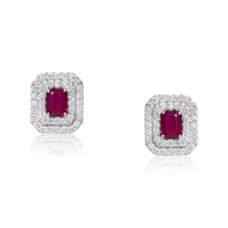 Cercei Aur 18k Diamante, Rubine DERUVO Cercei Aur 18k Diamante, Rubine DERUVO