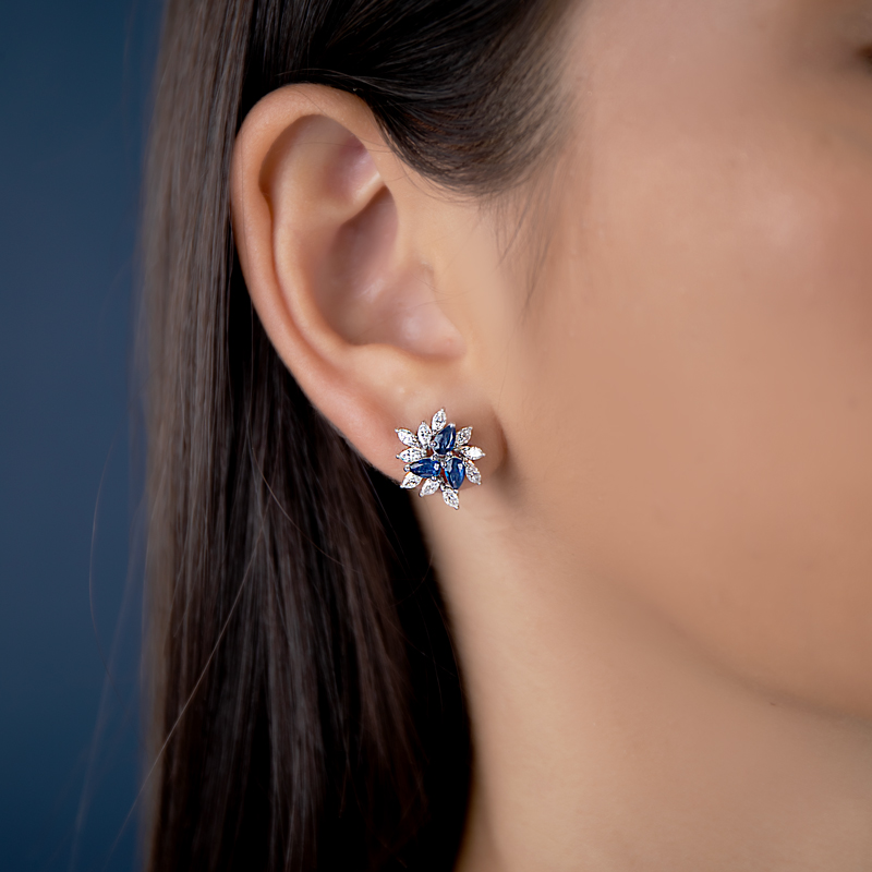 Cercei Aur 18k Diamante, Safire DERUVO