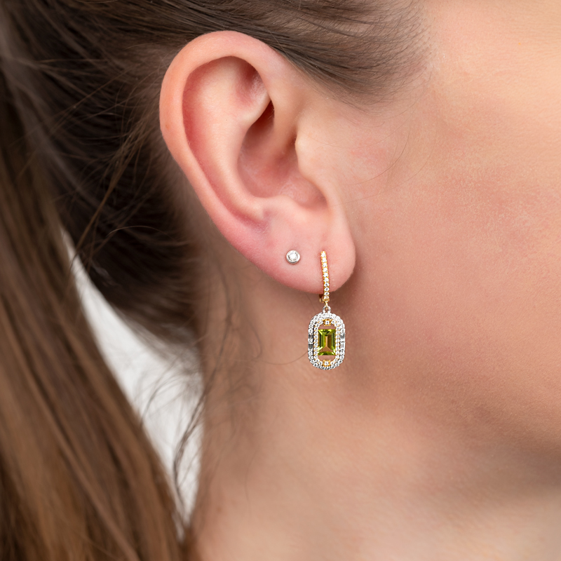Cercei Aur 18k Diamante, Peridot DERUVO