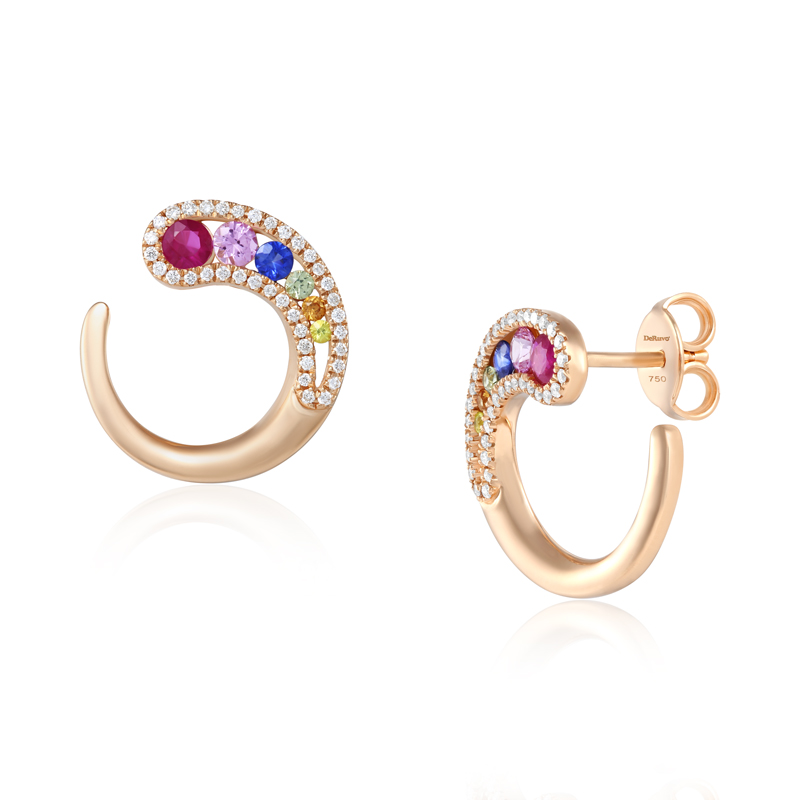 Cercei Aur 18k Diamante, Safire Multicolore, Rubine DERUVO