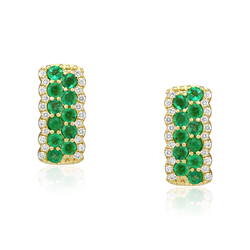 Cercei Aur 18k Diamante, Smaralde DERUVO