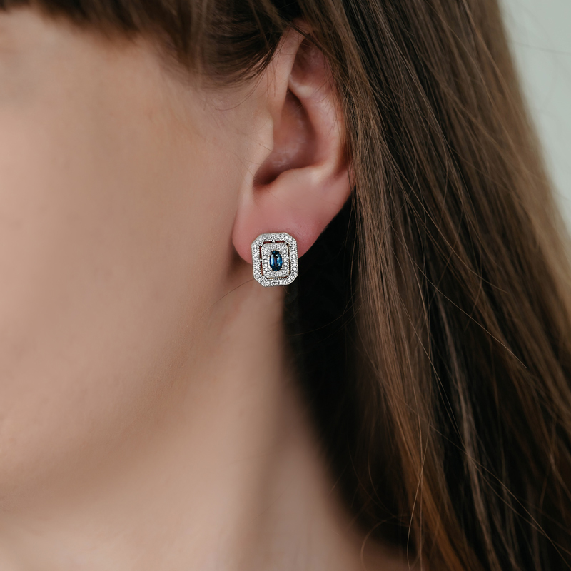 Cercei Aur 18k Diamante, Safire DERUVO