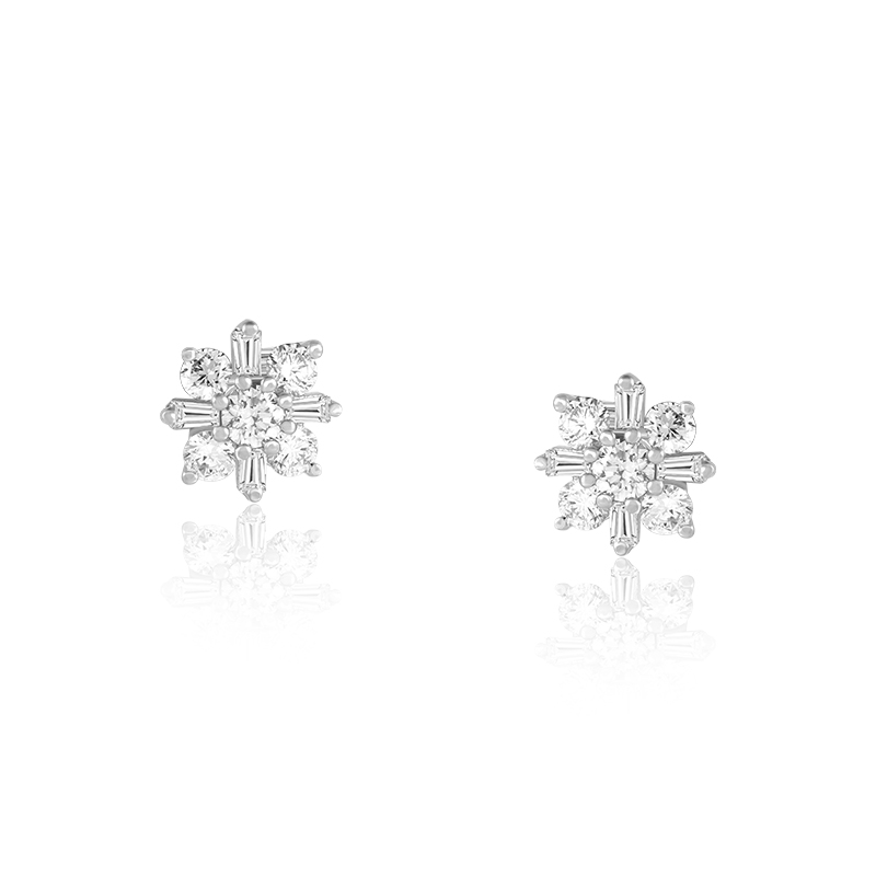 Cercei Floare Aur 18k Diamante BLANCO'S