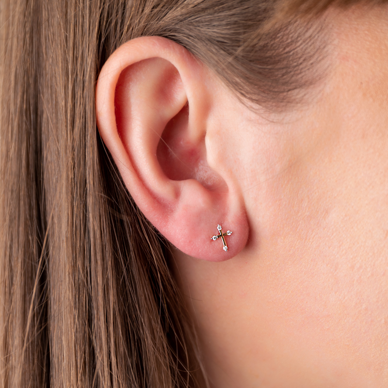 Cercei Cruce Aur 18k Diamante BLANCO'S